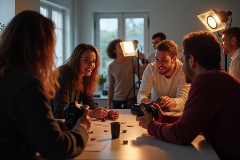 Attendees learning about light photography during a Lumen Cafe workshop