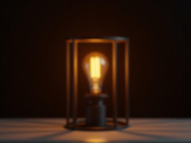 Geometric metal table lamp with exposed bulb